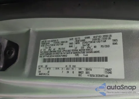 2013 Ford E-250 Commercial from USA, damaged, VIN 1FTNE2EW3DDA70882